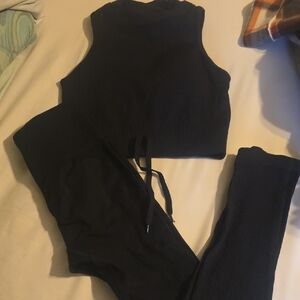 2 Piece Super Cute Black Workout Set